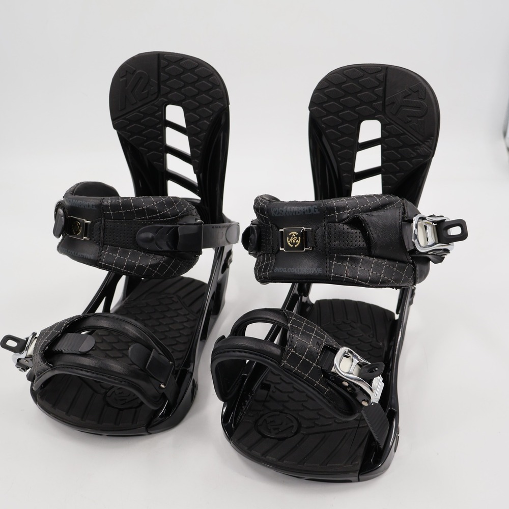 K2 Snowboard Bindings Mens Large Black Quilted Strap All Mountain Freestyle